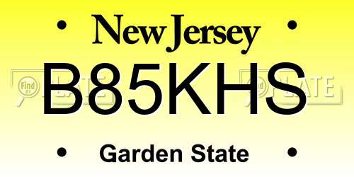 B85KHS New Jersey License Plate