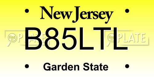 B85LTL New Jersey License Plate