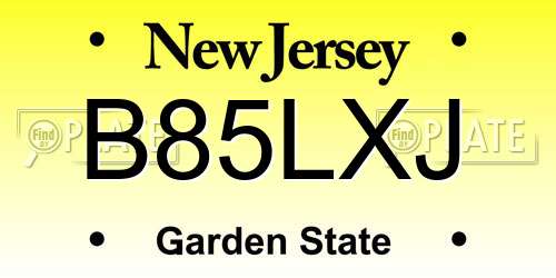 B85LXJ New Jersey License Plate
