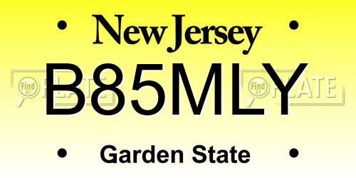 B85MLY New Jersey License Plate