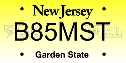 B85MST New Jersey License Plate
