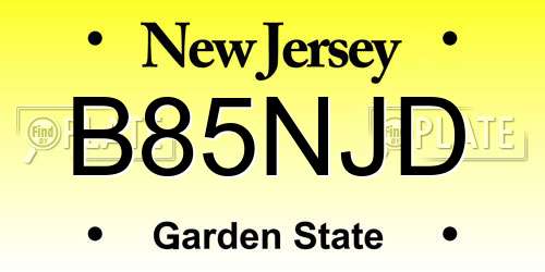 B85NJD New Jersey License Plate