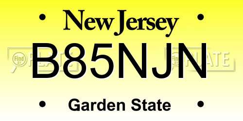 B85NJN New Jersey License Plate