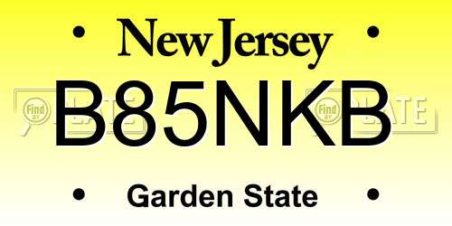 B85NKB New Jersey License Plate