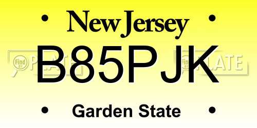 B85PJK New Jersey License Plate