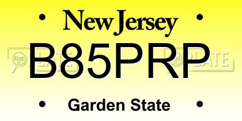 B85PRP New Jersey License Plate