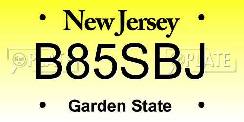 B85SBJ New Jersey License Plate