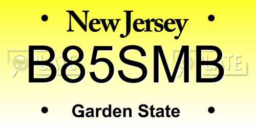 B85SMB New Jersey License Plate