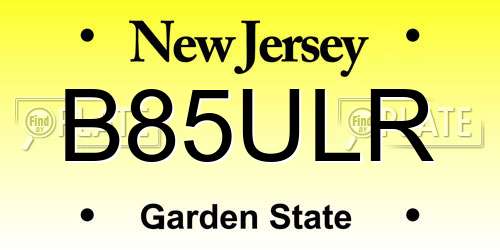 B85ULR New Jersey License Plate