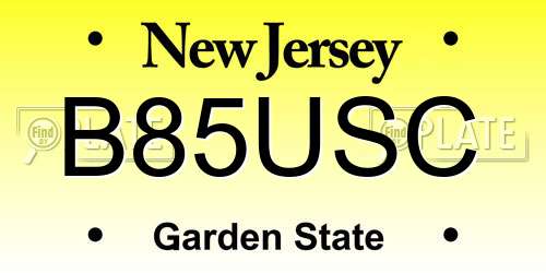 B85USC New Jersey License Plate