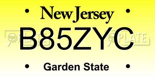 B85ZYC New Jersey License Plate