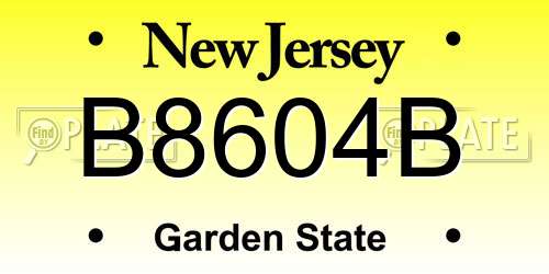 B8604B New Jersey License Plate