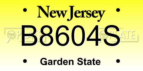 B8604S New Jersey License Plate