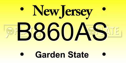 B860AS New Jersey License Plate