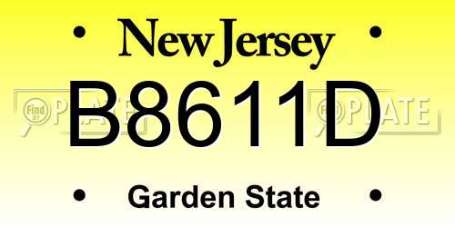 B8611D New Jersey License Plate