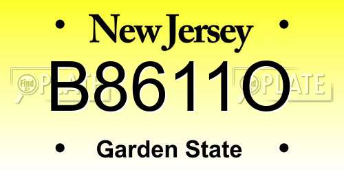 B8611O New Jersey License Plate