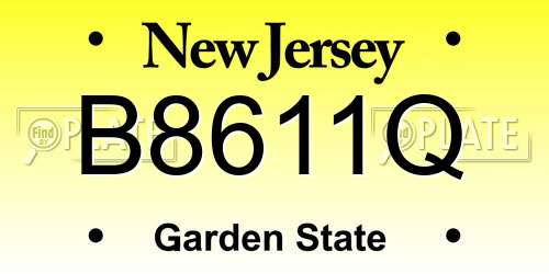 B8611Q New Jersey License Plate