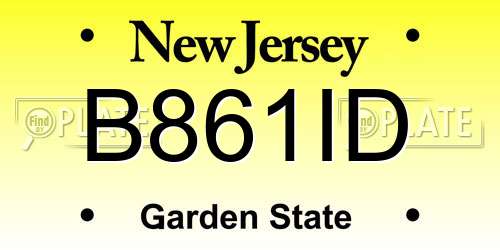 B861ID New Jersey License Plate