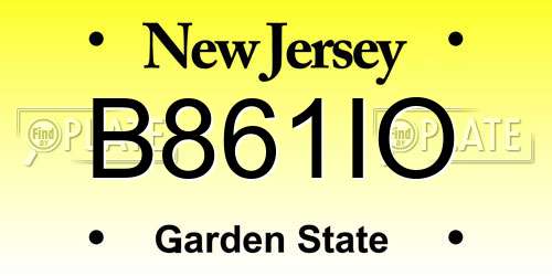 B861IO New Jersey License Plate