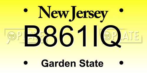 B861IQ New Jersey License Plate