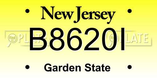 B8620I New Jersey License Plate