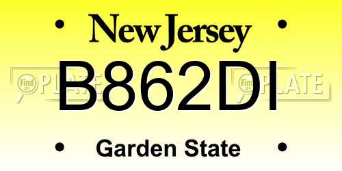 B862DI New Jersey License Plate