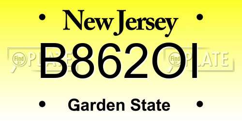 B862OI New Jersey License Plate