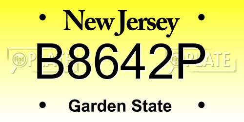B8642P New Jersey License Plate