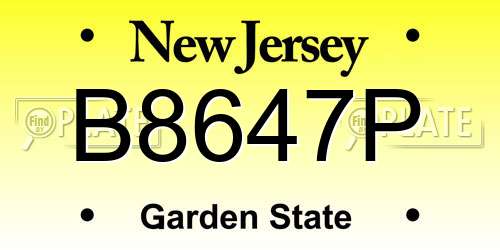 B8647P New Jersey License Plate