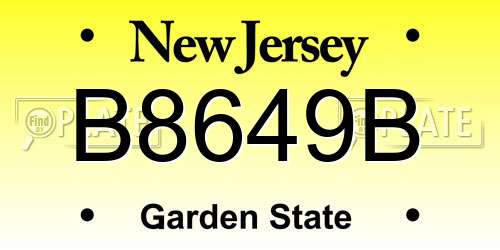 B8649B New Jersey License Plate