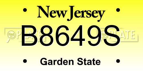 B8649S New Jersey License Plate