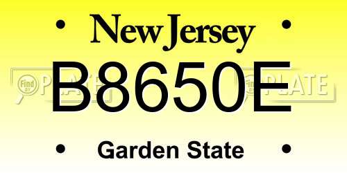 B8650E New Jersey License Plate