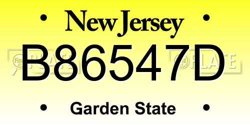 B86547D New Jersey License Plate