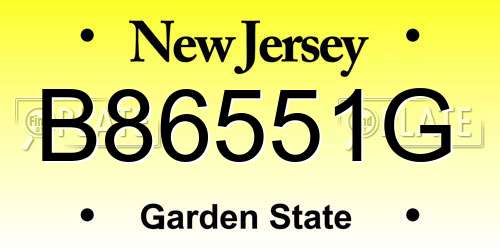 B86551G New Jersey License Plate