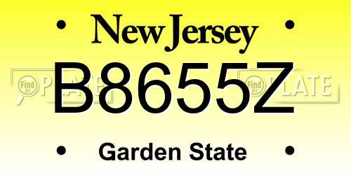 B8655Z New Jersey License Plate