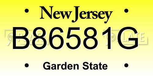 B86581G New Jersey License Plate