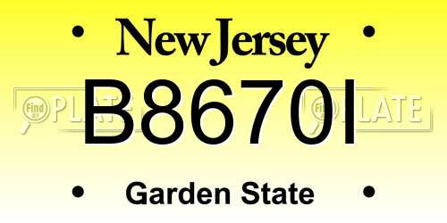 B8670I New Jersey License Plate