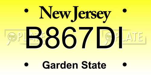 B867DI New Jersey License Plate
