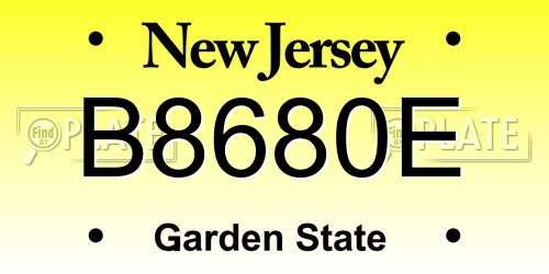 B8680E New Jersey License Plate