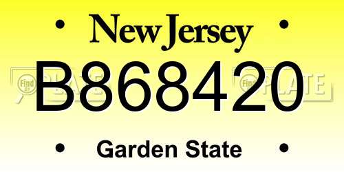B868420 New Jersey License Plate