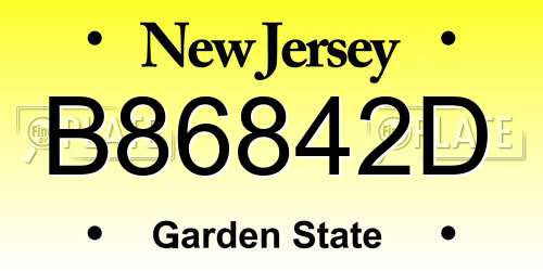 B86842D New Jersey License Plate