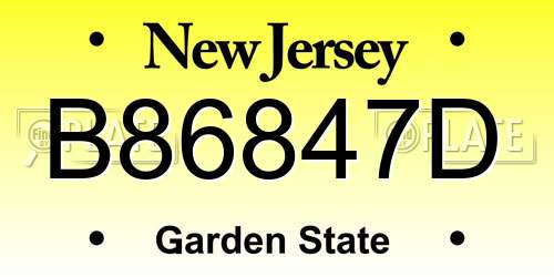 B86847D New Jersey License Plate