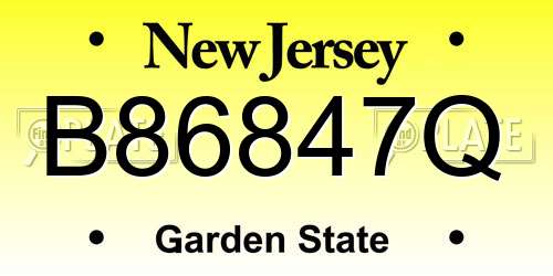 B86847Q New Jersey License Plate