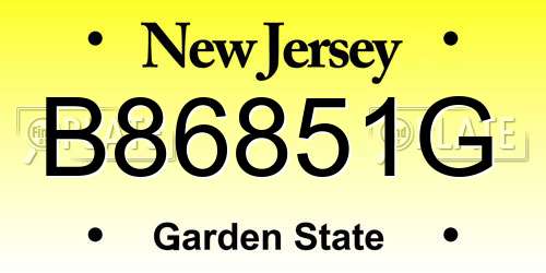 B86851G New Jersey License Plate