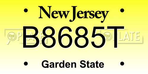 B8685T New Jersey License Plate