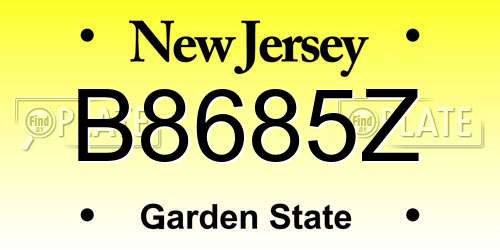 B8685Z New Jersey License Plate