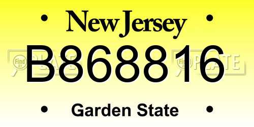 B868816 New Jersey License Plate