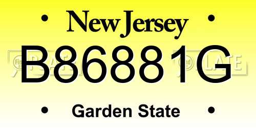 B86881G New Jersey License Plate