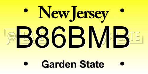 B86BMB New Jersey License Plate