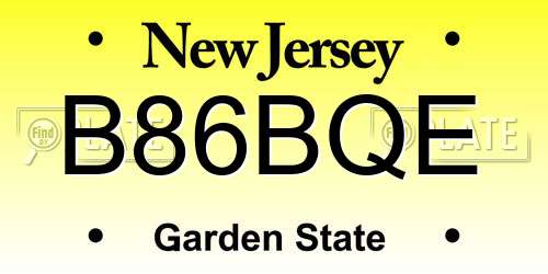 B86BQE New Jersey License Plate